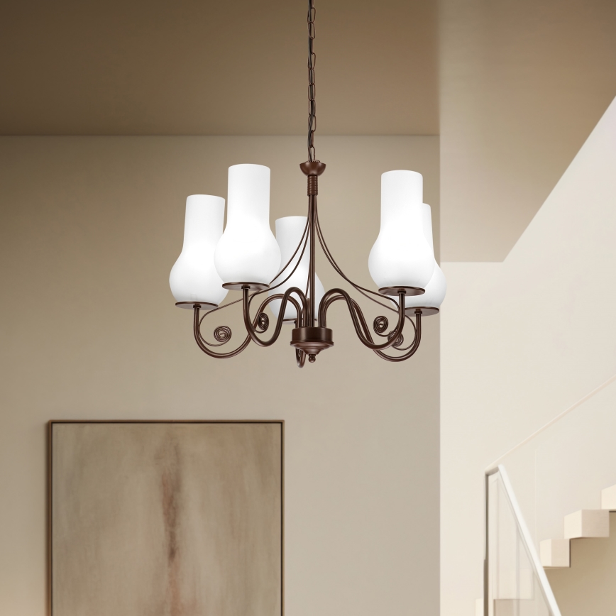 Brilagi - Chandelier on a chain COTTAGE 5xE14/40W/230V brown/white