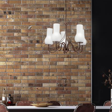 Brilagi - Chandelier on a chain COTTAGE 5xE14/40W/230V brown/white