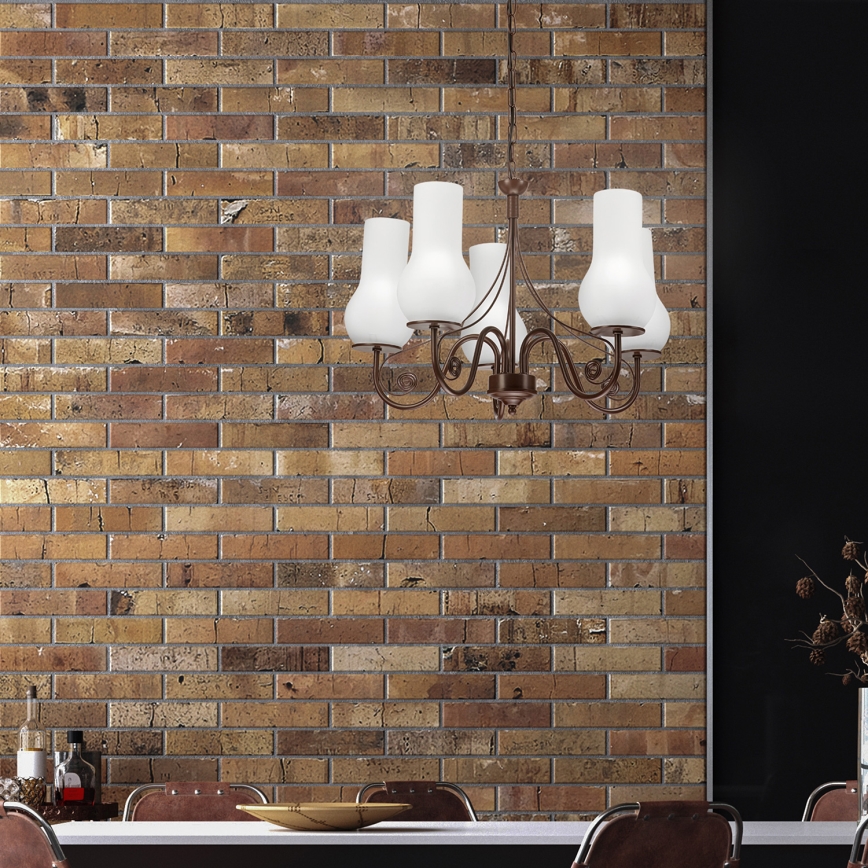 Brilagi - Chandelier on a chain COTTAGE 5xE14/40W/230V brown/white