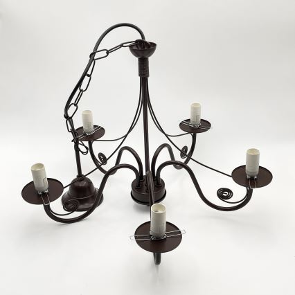 Brilagi - Chandelier on a chain COTTAGE 5xE14/40W/230V brown/white