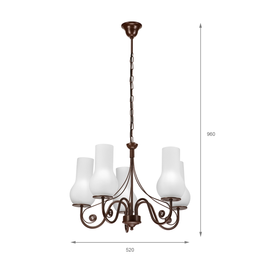 Brilagi - Chandelier on a chain COTTAGE 5xE14/40W/230V brown/white