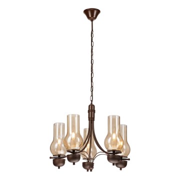 Brilagi - Chandelier on a chain COTTAGE 5xE14/40W/230V oak/brown