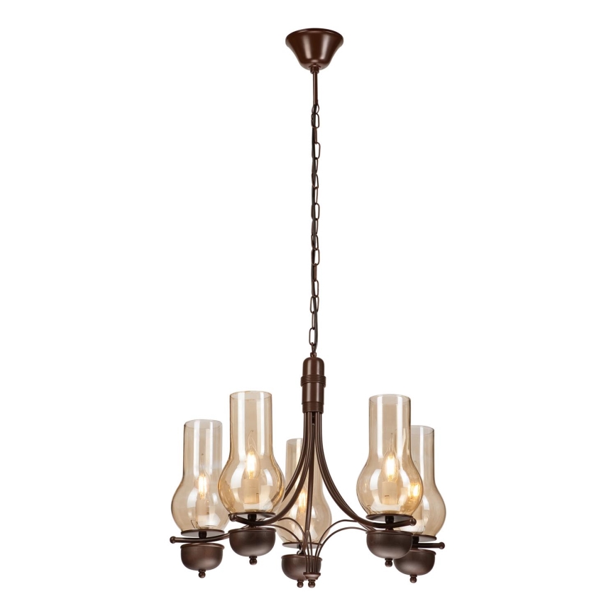 Brilagi - Chandelier on a chain COTTAGE 5xE14/40W/230V oak/brown