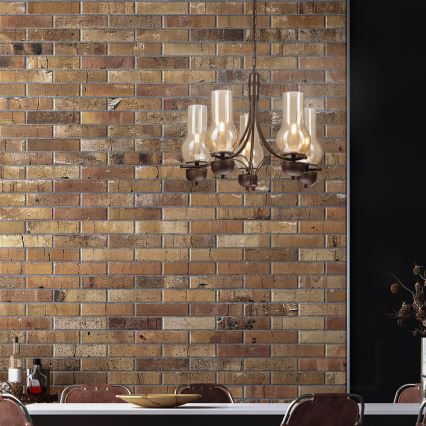Brilagi - Chandelier on a chain COTTAGE 5xE14/40W/230V oak/brown