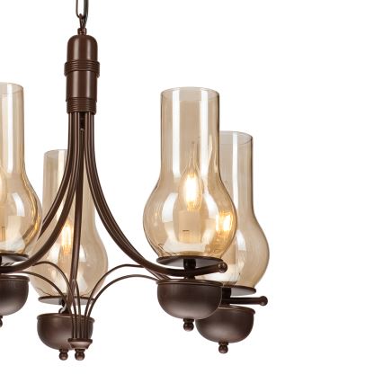 Brilagi - Chandelier on a chain COTTAGE 5xE14/40W/230V oak/brown