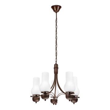 Brilagi - Chandelier on a chain COTTAGE 5xE14/40W/230V oak/white