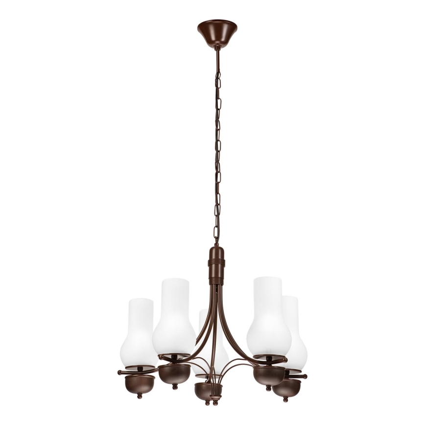 Brilagi - Chandelier on a chain COTTAGE 5xE14/40W/230V oak/white