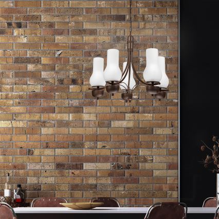 Brilagi - Chandelier on a chain COTTAGE 5xE14/40W/230V oak/white