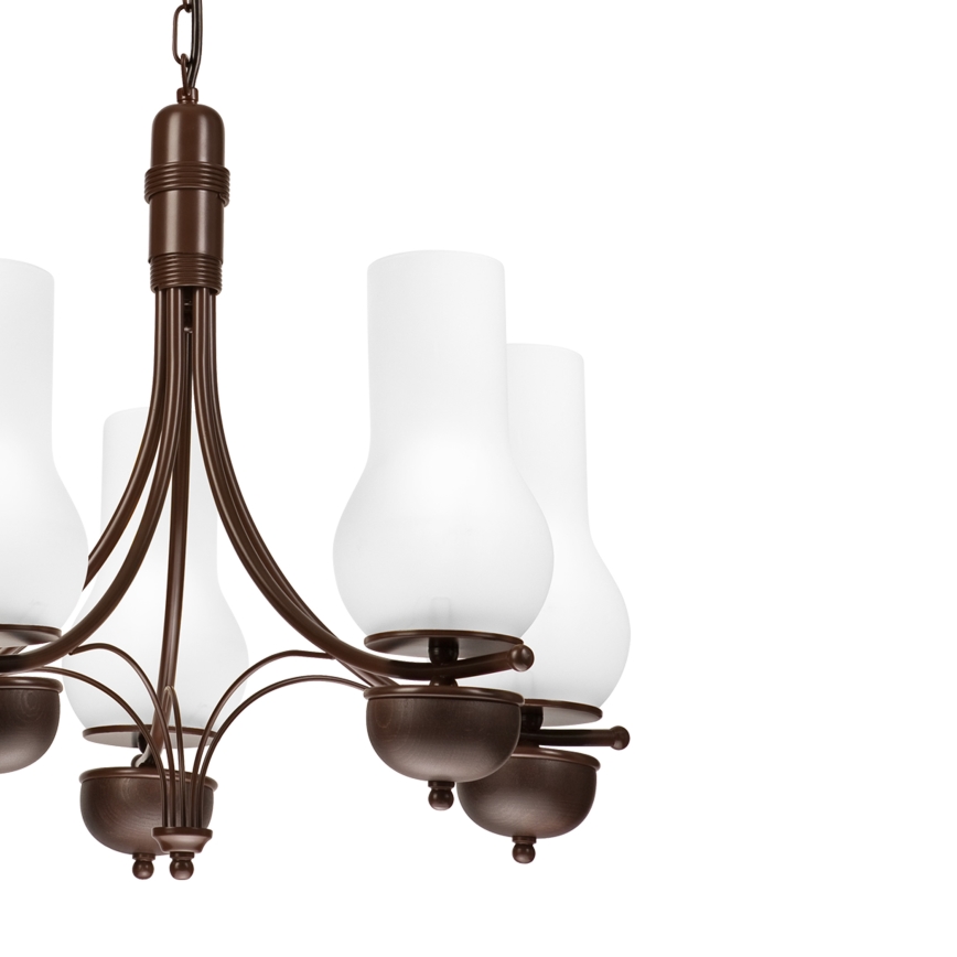 Brilagi - Chandelier on a chain COTTAGE 5xE14/40W/230V oak/white
