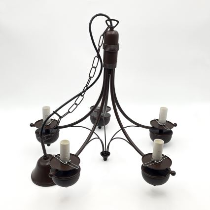 Brilagi - Chandelier on a chain COTTAGE 5xE14/40W/230V oak/white