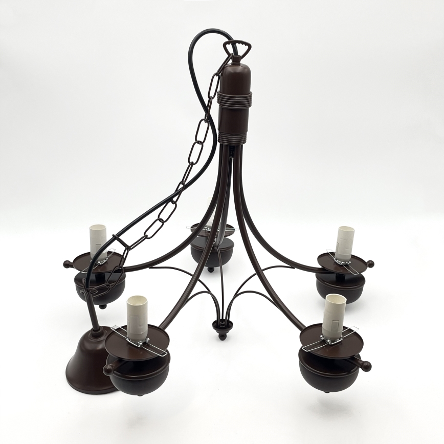 Brilagi - Chandelier on a chain COTTAGE 5xE14/40W/230V oak/white