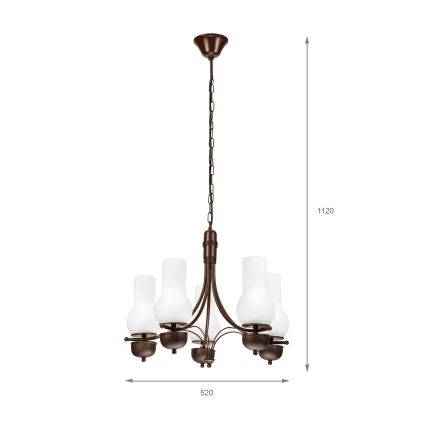 Brilagi - Chandelier on a chain COTTAGE 5xE14/40W/230V oak/white