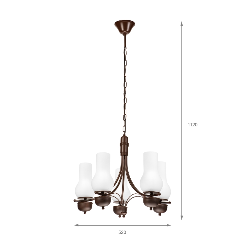 Brilagi - Chandelier on a chain COTTAGE 5xE14/40W/230V oak/white