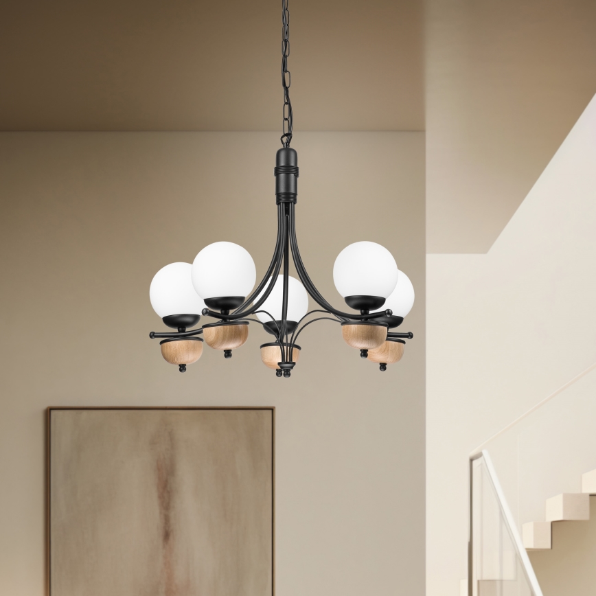 Brilagi - Chandelier on a chain COTTAGE 5xG9/40W/230V beech/white
