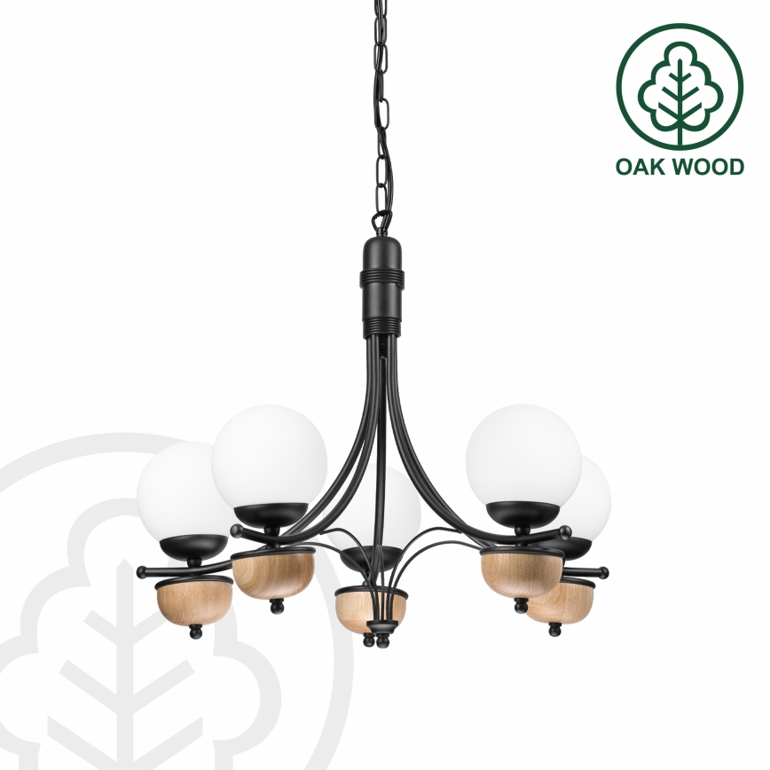 Brilagi - Chandelier on a chain COTTAGE 5xG9/40W/230V beech/white