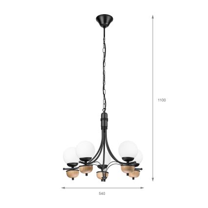 Brilagi - Chandelier on a chain COTTAGE 5xG9/40W/230V beech/white