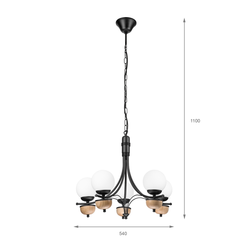 Brilagi - Chandelier on a chain COTTAGE 5xG9/40W/230V beech/white