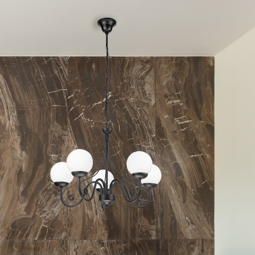 Brilagi - Chandelier on a chain COTTAGE 5xG9/40W/230V black/white