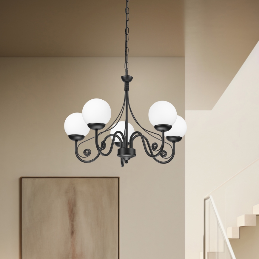 Brilagi - Chandelier on a chain COTTAGE 5xG9/40W/230V black/white