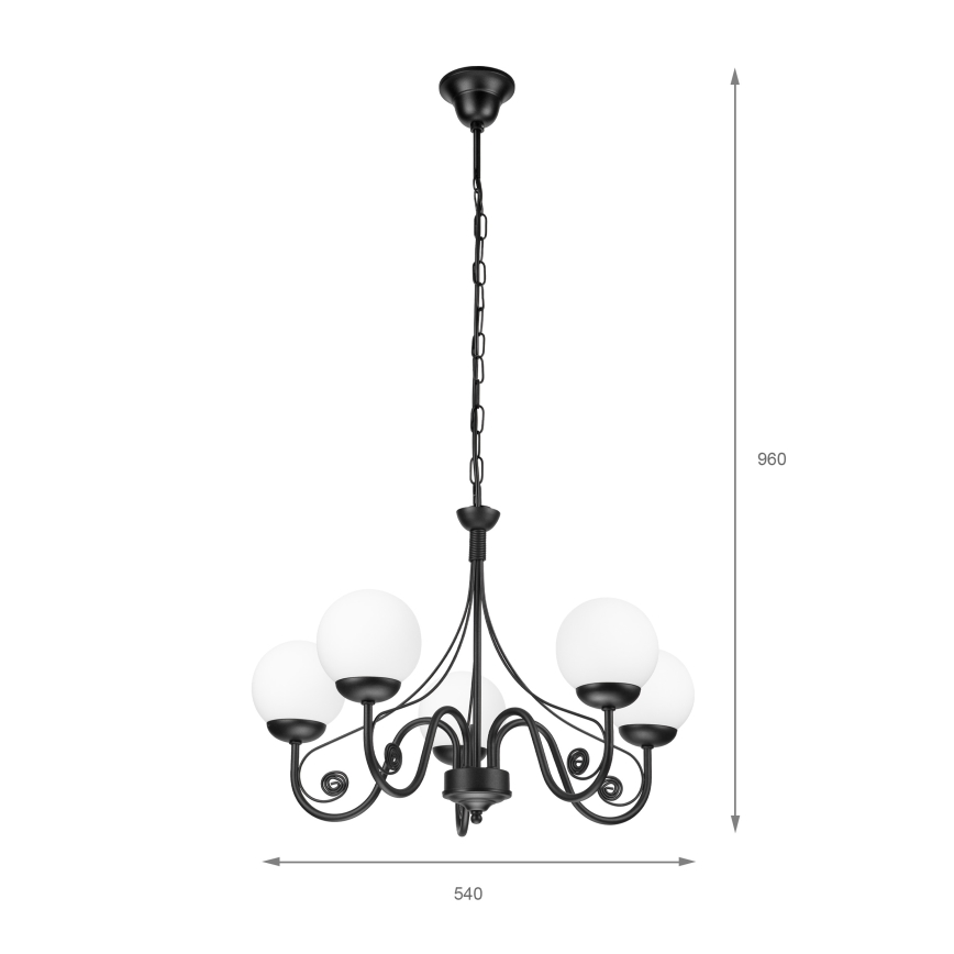 Brilagi - Chandelier on a chain COTTAGE 5xG9/40W/230V black/white