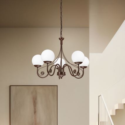 Brilagi - Chandelier on a chain COTTAGE 5xG9/40W/230V brown/white