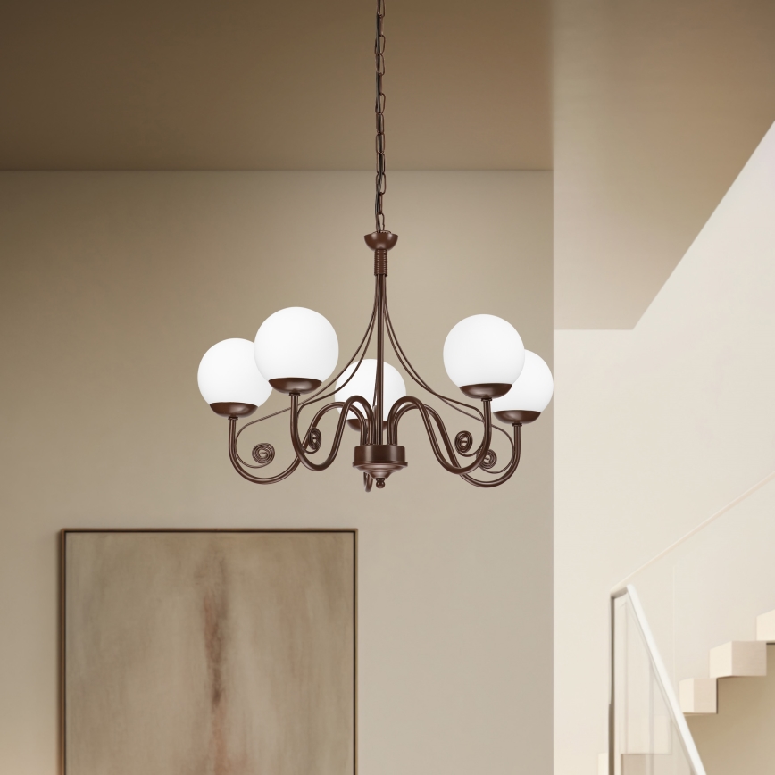 Brilagi - Chandelier on a chain COTTAGE 5xG9/40W/230V brown/white