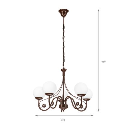 Brilagi - Chandelier on a chain COTTAGE 5xG9/40W/230V brown/white