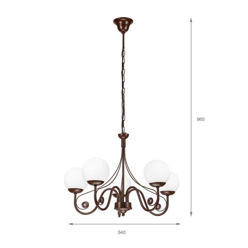 Brilagi - Chandelier on a chain COTTAGE 5xG9/40W/230V brown/white