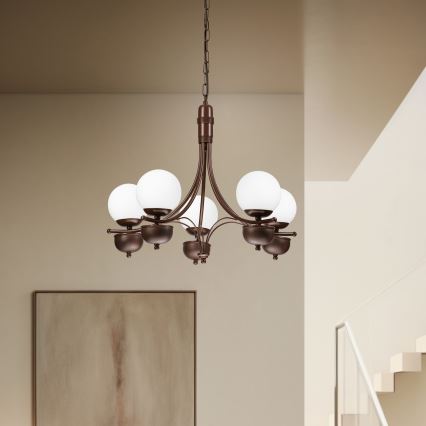 Brilagi - Chandelier on a chain COTTAGE 5xG9/40W/230V oak/white