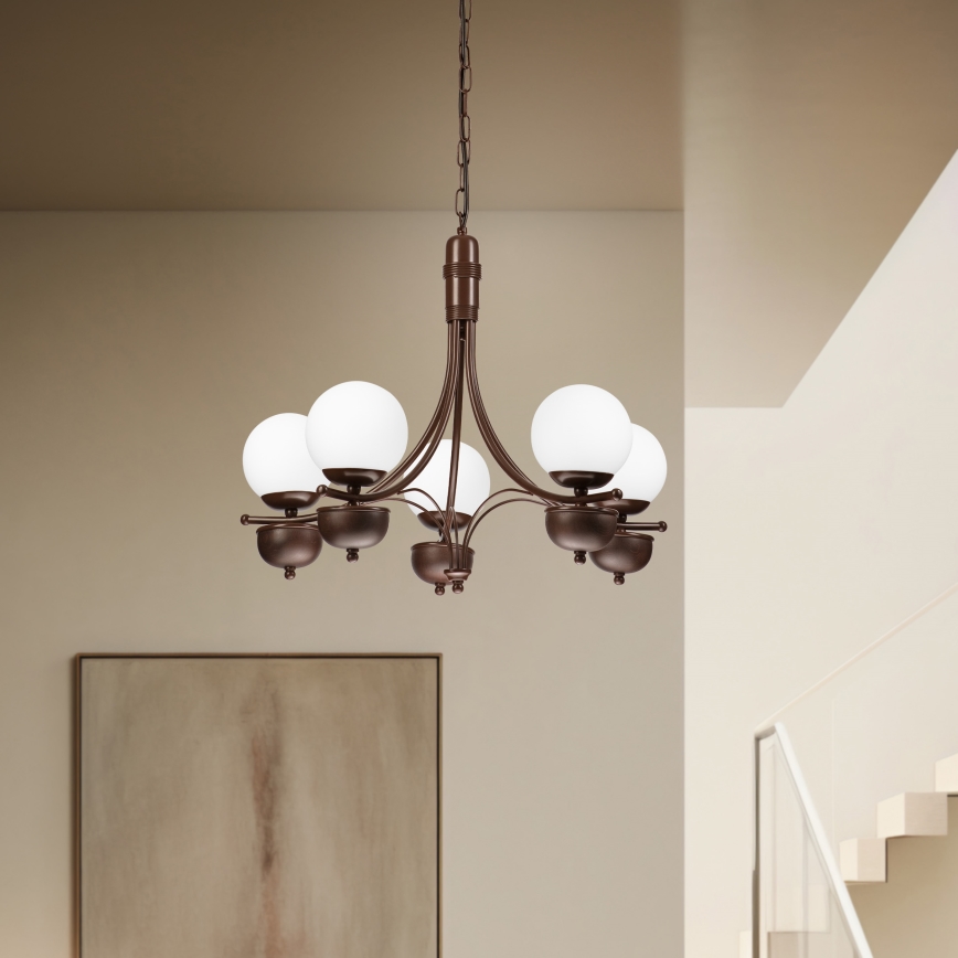 Brilagi - Chandelier on a chain COTTAGE 5xG9/40W/230V oak/white