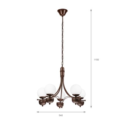 Brilagi - Chandelier on a chain COTTAGE 5xG9/40W/230V oak/white