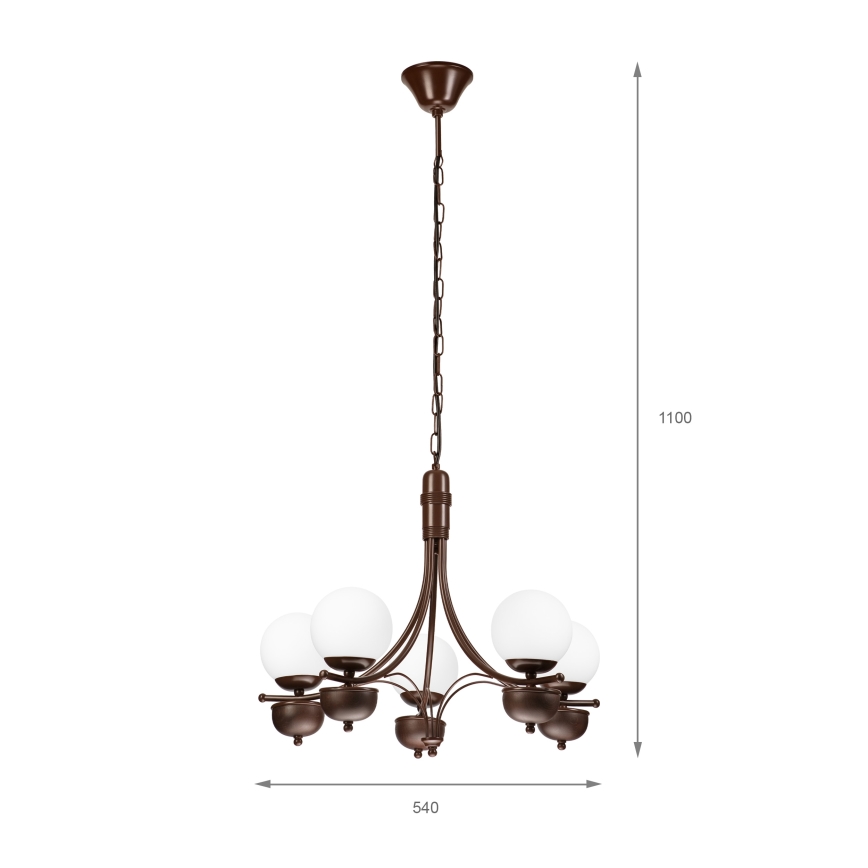 Brilagi - Chandelier on a chain COTTAGE 5xG9/40W/230V oak/white
