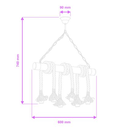 Brilagi - Chandelier on a chain KOS 6xE27/60W/230V beech