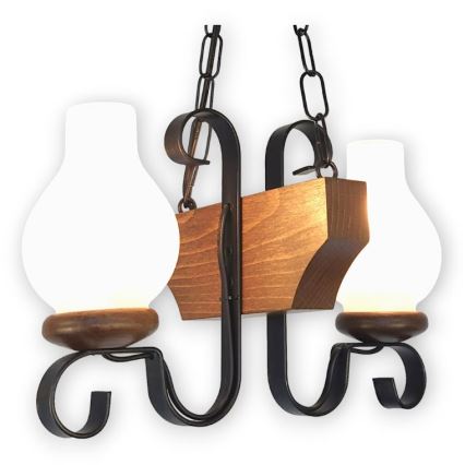 Brilagi - Chandelier on a chain QUEEN 2xE14/40W/230V beech/walnut
