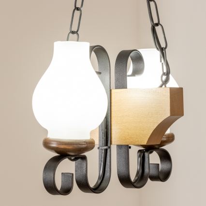 Brilagi - Chandelier on a chain QUEEN 2xE14/40W/230V beech/walnut