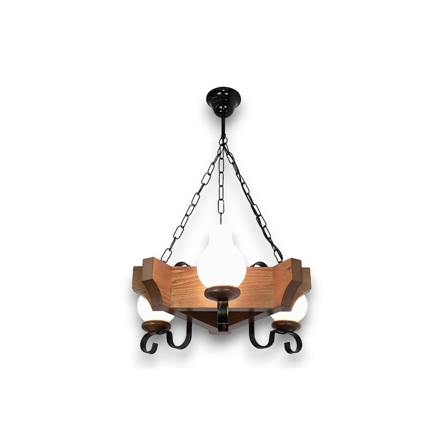 Brilagi - Chandelier on a chain QUEEN 3xE14/40W/230V beech/walnut
