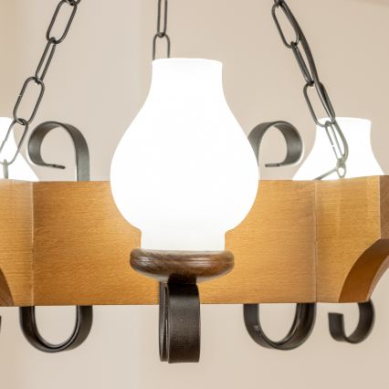 Brilagi - Chandelier on a chain QUEEN 3xE14/40W/230V beech/walnut