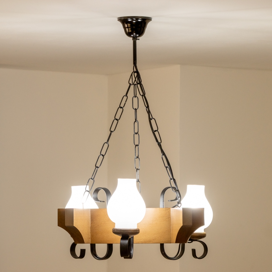 Brilagi - Chandelier on a chain QUEEN 3xE14/40W/230V beech/walnut