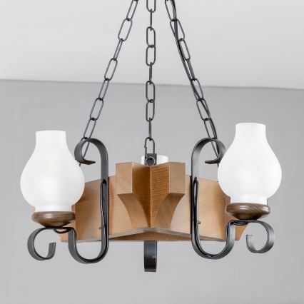 Brilagi - Chandelier on a chain QUEEN 3xE14/40W/230V beech/walnut