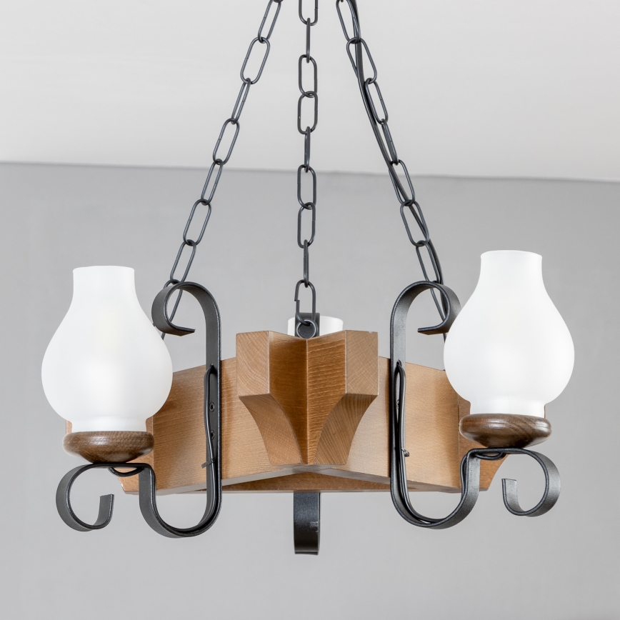 Brilagi - Chandelier on a chain QUEEN 3xE14/40W/230V beech/walnut