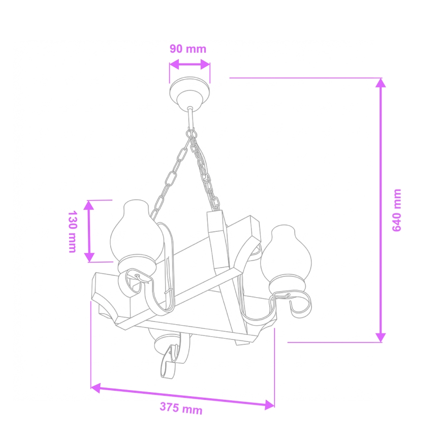 Brilagi - Chandelier on a chain QUEEN 3xE14/40W/230V beech/walnut
