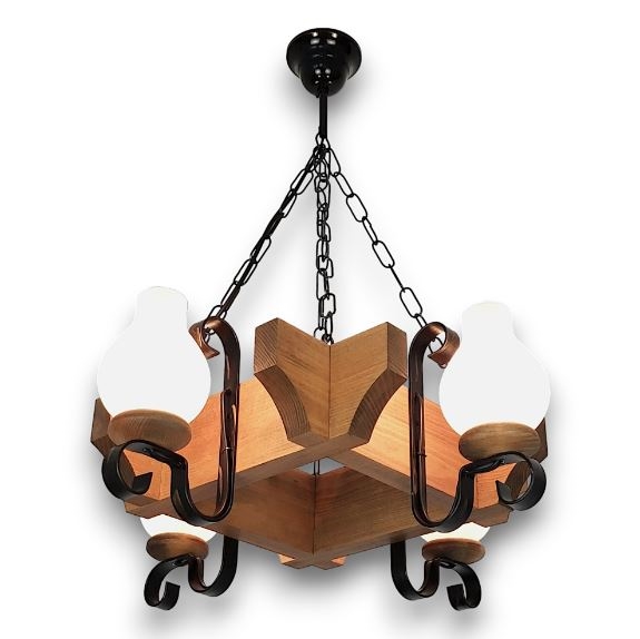 Brilagi - Chandelier on a chain QUEEN 4xE14/40W/230V beech