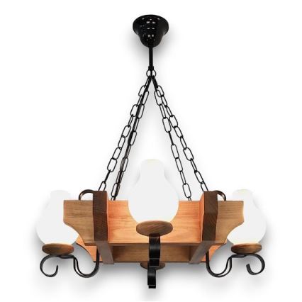 Brilagi - Chandelier on a chain QUEEN 4xE14/40W/230V beech