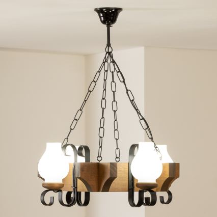 Brilagi - Chandelier on a chain QUEEN 4xE14/40W/230V beech