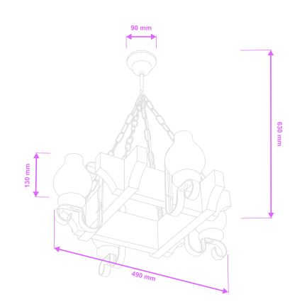 Brilagi - Chandelier on a chain QUEEN 4xE14/40W/230V beech