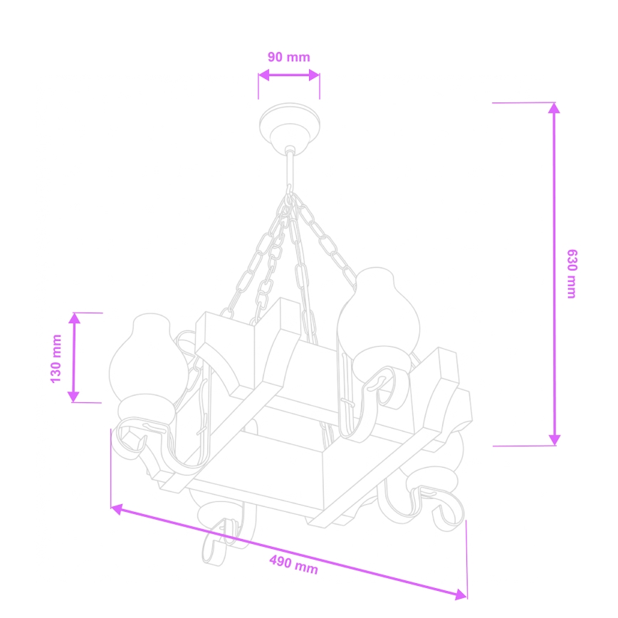 Brilagi - Chandelier on a chain QUEEN 4xE14/40W/230V beech