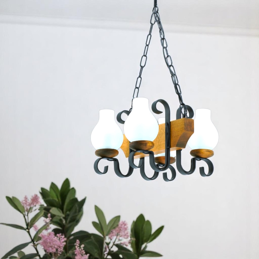 Brilagi - Chandelier on a chain QUEEN 4xE14/40W/230V beech
