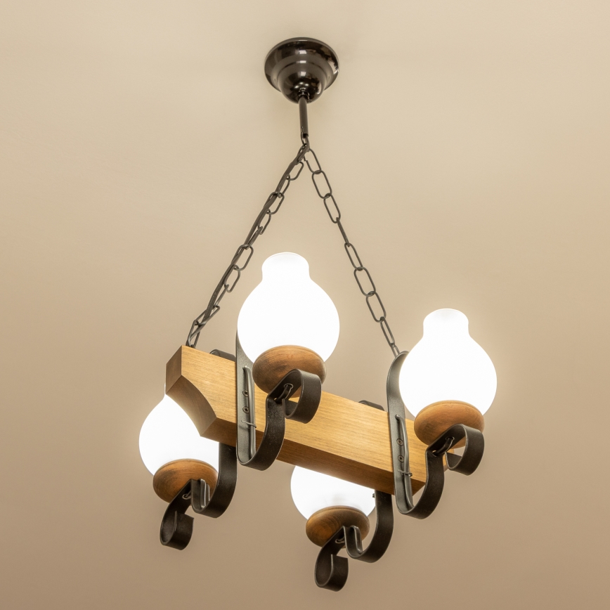 Brilagi - Chandelier on a chain QUEEN 4xE14/40W/230V beech