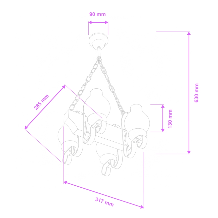 Brilagi - Chandelier on a chain QUEEN 4xE14/40W/230V beech