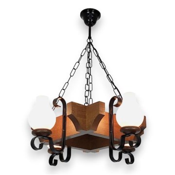 Brilagi - Chandelier on a chain QUEEN 4xE14/40W/230V beech/walnut